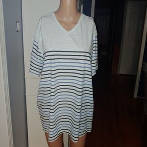 $3 Mossimo Blue Striped Grey Shirt XXL